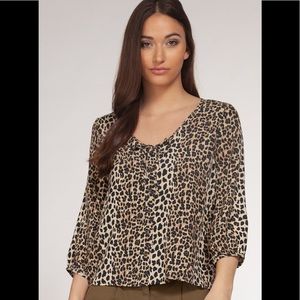 3/$25 ‼️ Dex Leopard Print Long Sleeve Blouse with Buttons